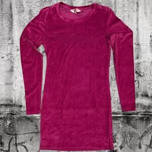 Juicy Couture Velour Sleepwear Long Sleeve Pink Fitted Y2K Lounge Shirt Small